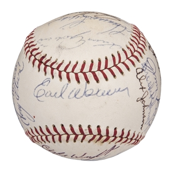 1970 American League All-Star Team Signed OAL Cronin Baseball with Weaver, Palmer, and Aparicio (JSA)